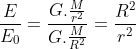 Deux exercices de notre interrogation écrite de Physique TC Gif.latex?\frac {E}{E_0}=\frac{G. \frac{M}{r^2}}{G